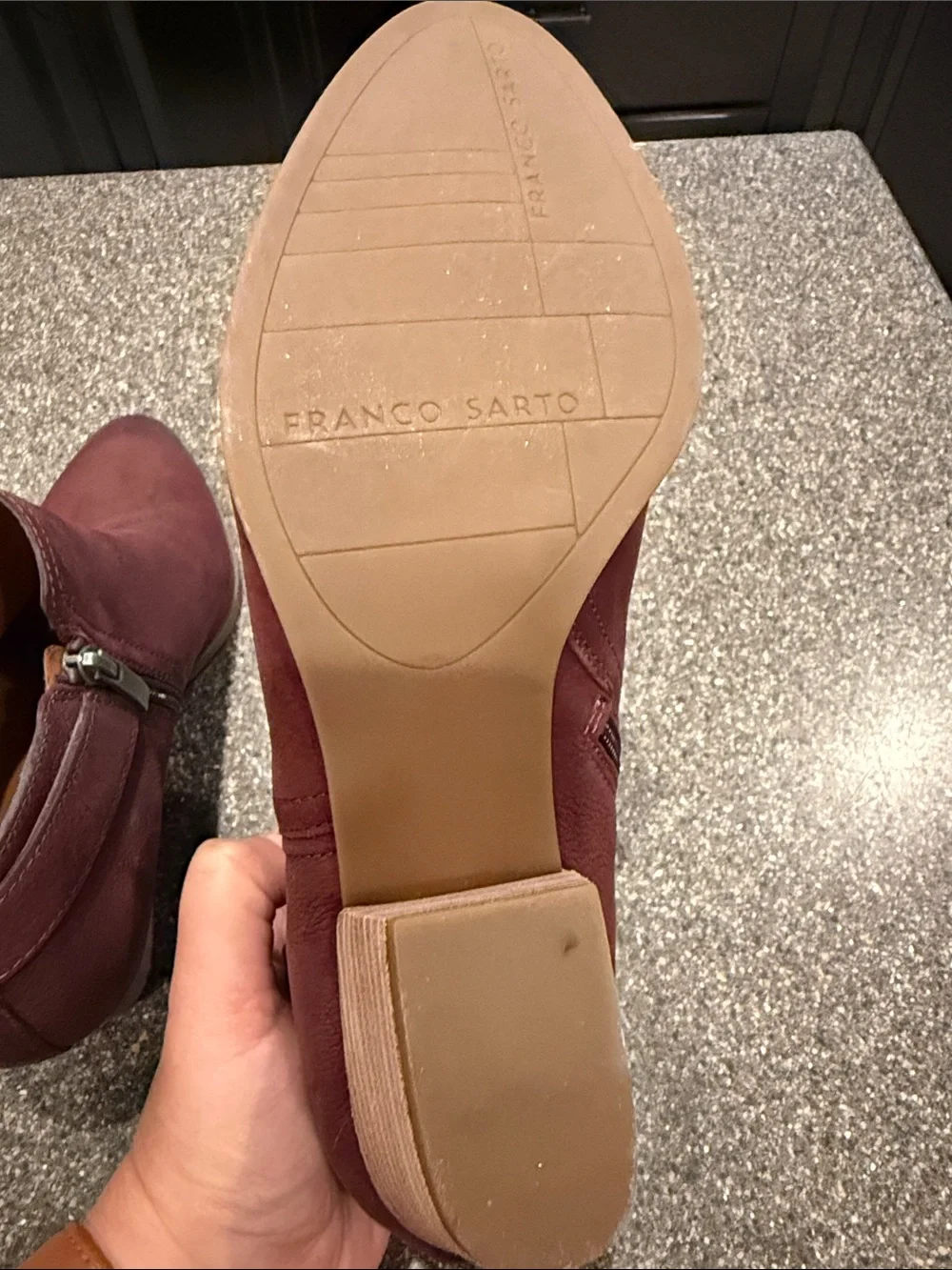 Franco Sarto Wine Red Garfield Ankle Booties with Side Buckle